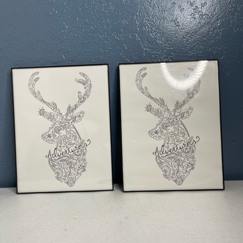 Mainstays Adult coloring wall art with glass frame 13x10 Deer print with message